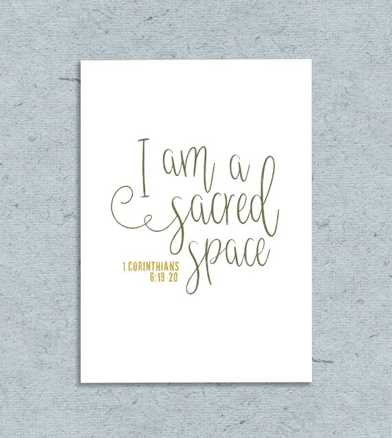 I Am A Sacred Space 1 Corinthians 619 20 Printable Greeting Card Digital Download Bible Verse
