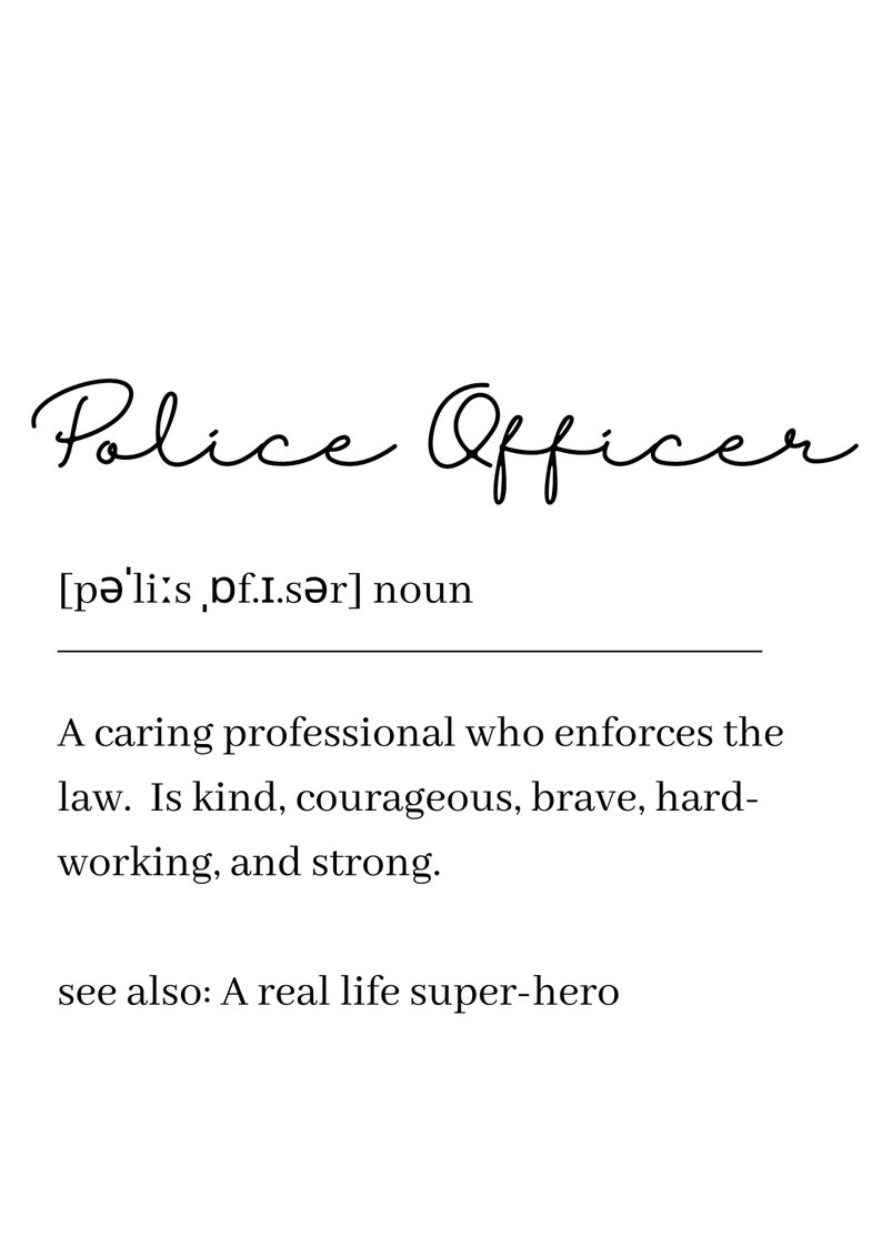 Police Officer Definition Print Giftbest Seller Decorart Etsy
