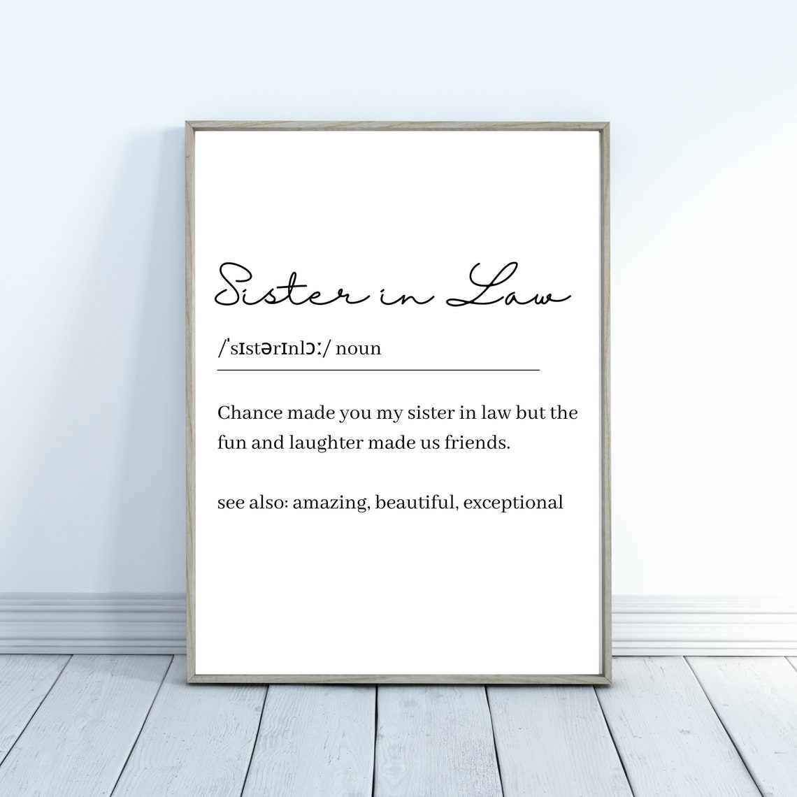 Sister in Law Definition Print Giftbest Seller Decorart Etsy