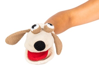 Crochet Dog Puppet in Organic Cotton | Puppets for Kids | Pretend Play