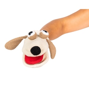 Crochet Dog Puppet in Organic Cotton | Puppets for Kids | Pretend Play