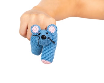 Hand Knitted Mouse Puppet in Organic Cotton | Puppets for Kids | Pretend Play