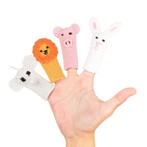 Hand Knitted Animal Finger Puppet in Organic Cotton | Puppets for Kids | Pretend Play
