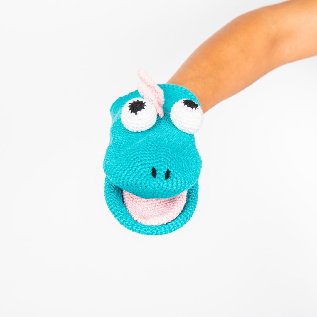 Crochet Dinosaur Puppet in Organic Cotton Puppets for Kids Etsy