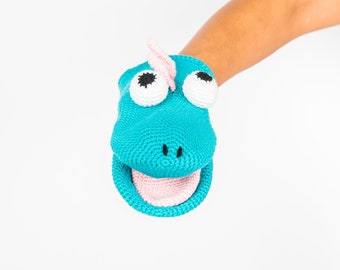 Crochet Dinosaur Puppet in Organic Cotton | Puppets for Kids