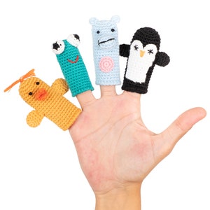 Hand Knitted Frog Finger Puppet in Organic Cotton | Puppets for Kids | Pretend Play