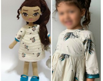 Look Alike Doll Amigurumi Mini Me Crochet Doll Portrait Doll Cotton Yarn Knitted Custom Baby Doll Reborn Doll Personalized USA Handmade Doll