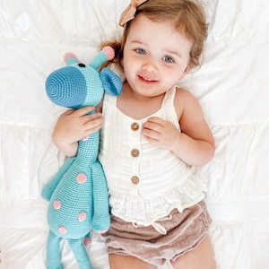 Knit Stuffed Giraffe Toy | Organic Cotton Knit Toy |  Stuffed Animals and Plushies Giraffe | Amigurumi | Gift for Newborn