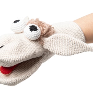 Crochet Llama Puppet in Organic Cotton | Alpaca Puppets for Kids