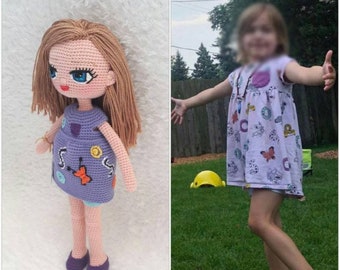 Look Alike Doll Amigurumi Mini Me Cotton Yarn Knitted Custom Baby Doll Crochet Doll Portrait Doll Reborn Doll Personalized USA Handmade Doll