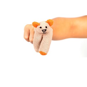 Hand Knitted Bear Puppet in Organic Cotton | Puppets for Kids | Pretend Play