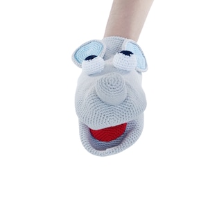 Hand Knitted Elephant Puppet in Organic Cotton | Puppets for Kids | Pretend Play