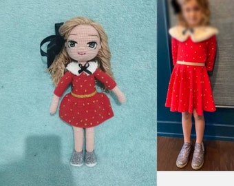Look Alike Doll Amigurumi Mini Me Reborn Doll Cotton Yarn Knitted Portrait Doll Custom Baby Doll Personalized Crochet Doll USA Handmade Doll
