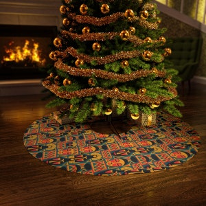 African Mask Round Christmas Tree Skirt