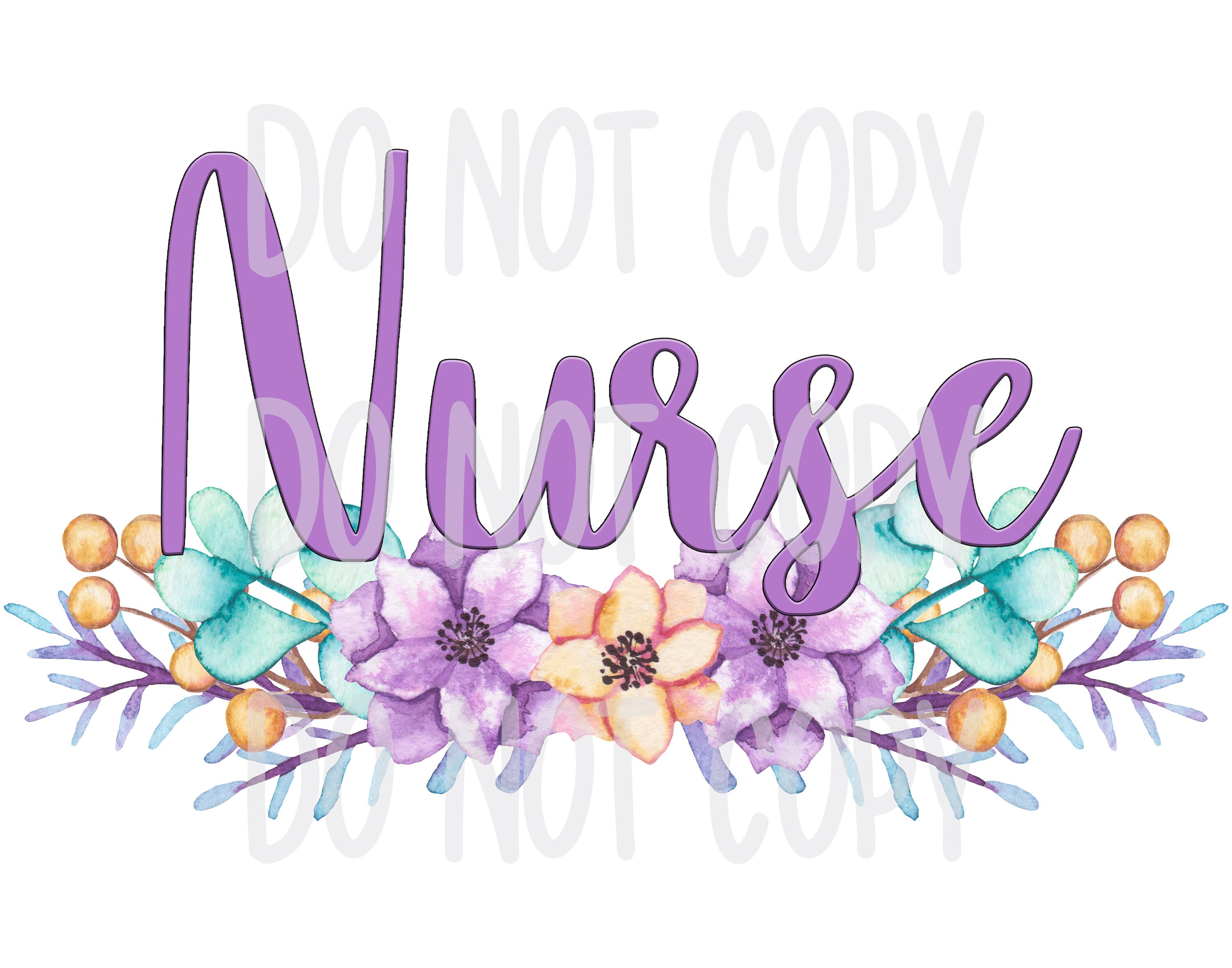 Nurse Purple Flowers Sublimation Transfer Etsy
