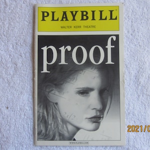 Proof Broadway Play Jennifer Jason Leigh Walter Kerr Theatre Playbill- (2002)