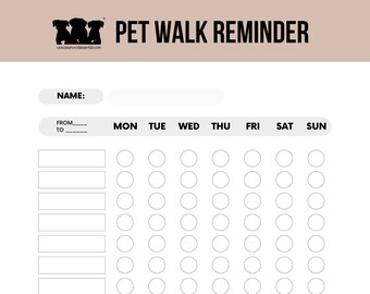 Pet Walk Reminder, Pet Tracker, Digital Download, Dog Mom Resources, Downloadable Resource, Pet Tracking Sheet, Pet Expense Tracker, Dog