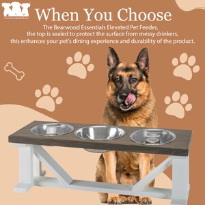 Handmade and Customizable, Elevated Dog Feeding Station, Wooden Pet Feeder with 3 Large Bowls, Modern Raised Dog Bowl Stand, Pet Feeding