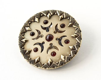 Edwardian Belle Epoque Celluloid & Metal Button With Tiny Glass Shapes Over Foil