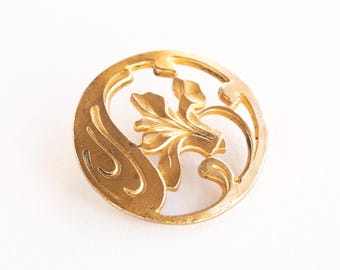 Brass Button with Art Nouveau Design