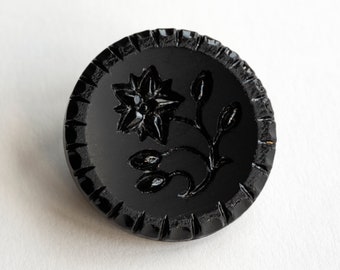 Victorian Black Glass Button