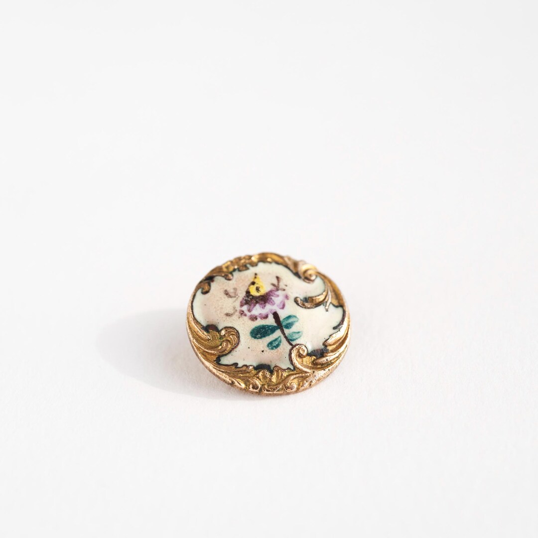 French Small Enamel Button - E M Paris - Etsy