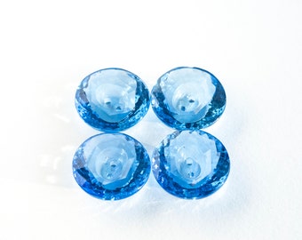 Vintage Blue Glass Button - 4 Available