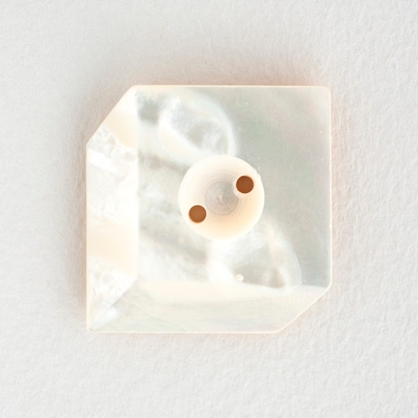 Vintage Mother of Pearl Square Art Deco Ivory White Sew-Through Button