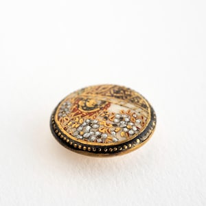 Old Japanese Satsuma Button with Blossom