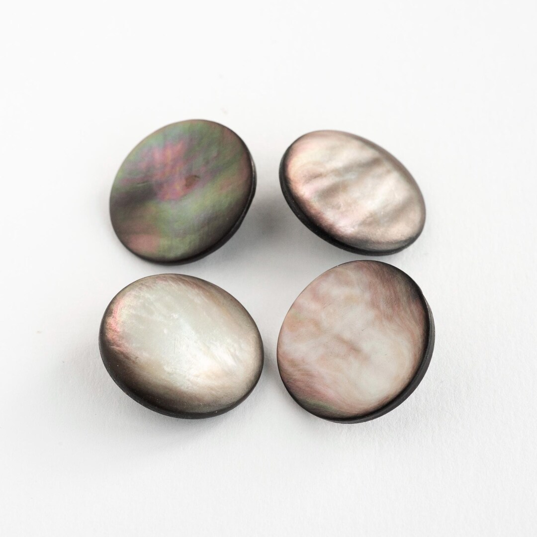 Set of 4 Vintage Abalone Shell Buttons With Brass Shank - Etsy