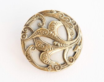 French Brass & Celluloid Button