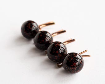 Set of 4 Antique African Bloodstone Waistcoat Buttons with Fasteners