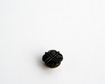 Victorian Whitby Jet & Engraved Gold Filled Collar Stud / Dress Shirt Stud