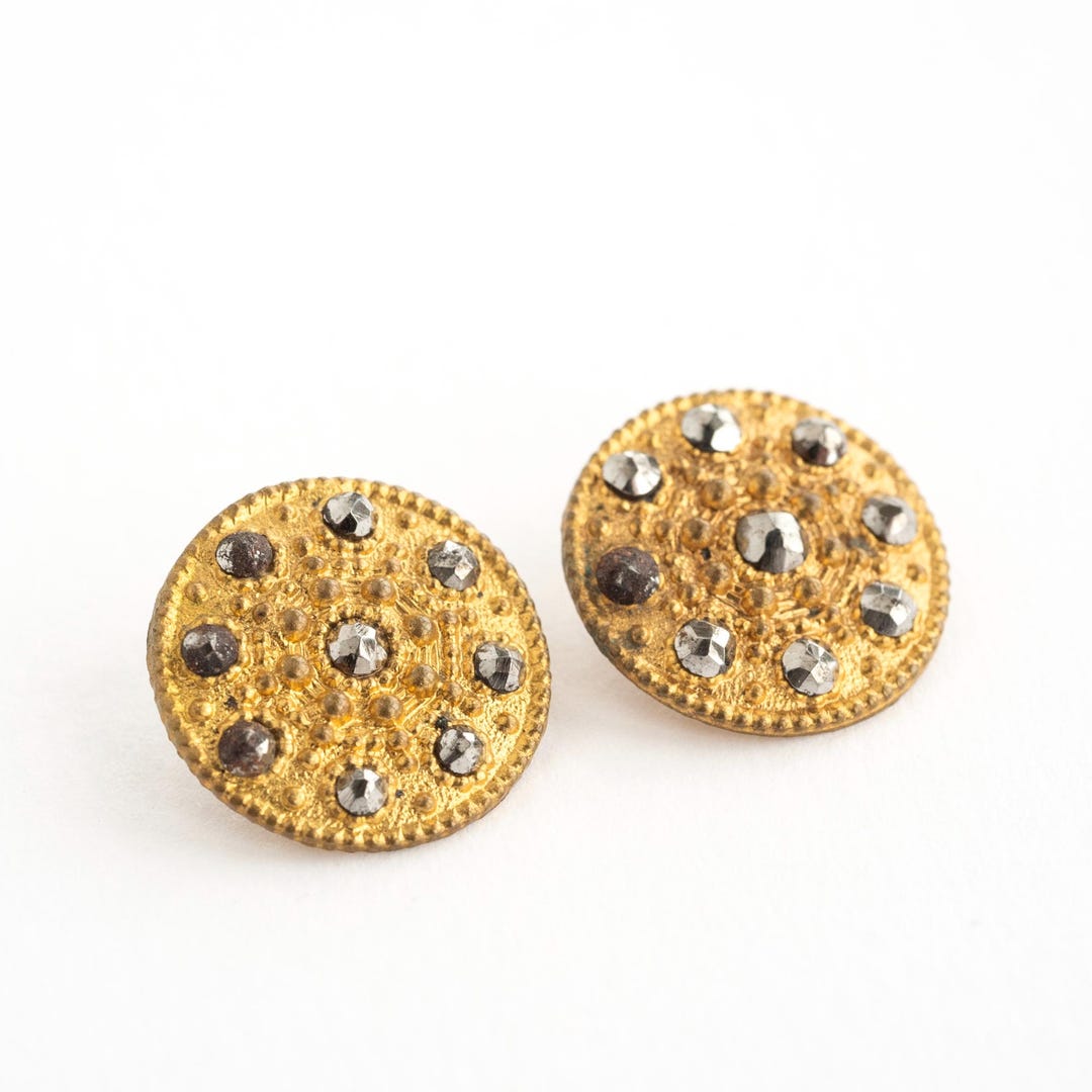 Pair of Antique Gilt Buttons With Riveted Cut Steels - Etsy