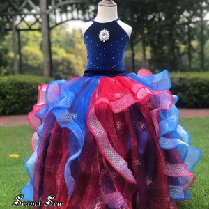 Ready to ship! Patriotic Gown, Pageant, Balls, Parade, OOAK