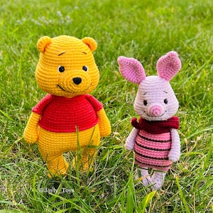 Winnie The Pooh & Piglet Crochet Pattern – Cute Amigurumi Pooh and Piglet PDF, Instant Download.