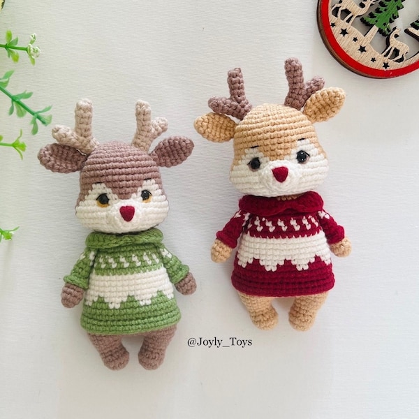 Deer Crochet Pattern, Christmas Deer, Crochet Deer PDF file