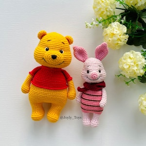 Winnie The Pooh Crochet Pattern,  Amigurumi Piglet, Crochet Pooh bear and Piglet PDF file