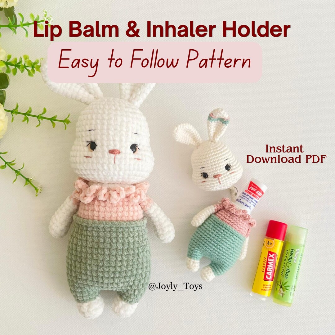 Bunny Lip Balm Holder Crochet Pattern: Amigurumi DIY Inhaler Case PDF ...