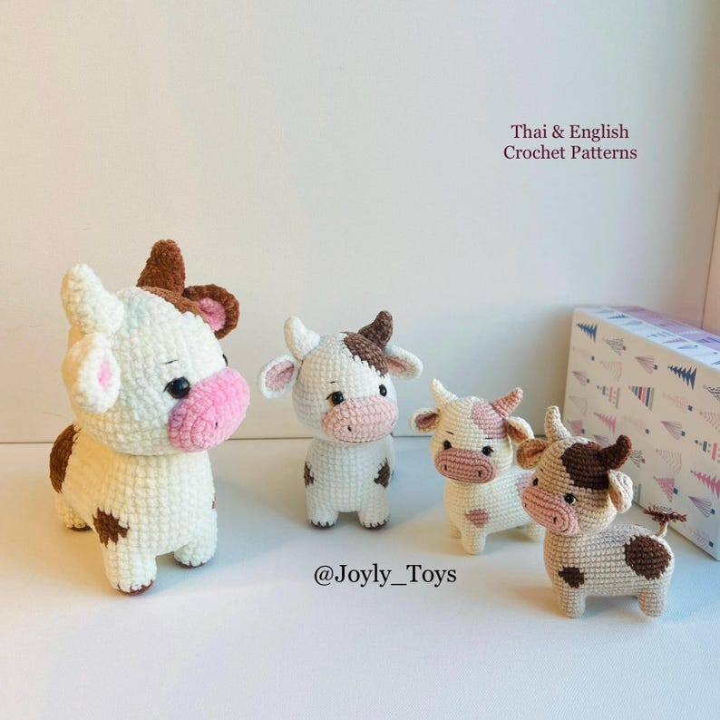Virkad komönster stående ko-amigurumi med 4 ben steg-för-steg-fotohandledning i PDF-format bild 11
