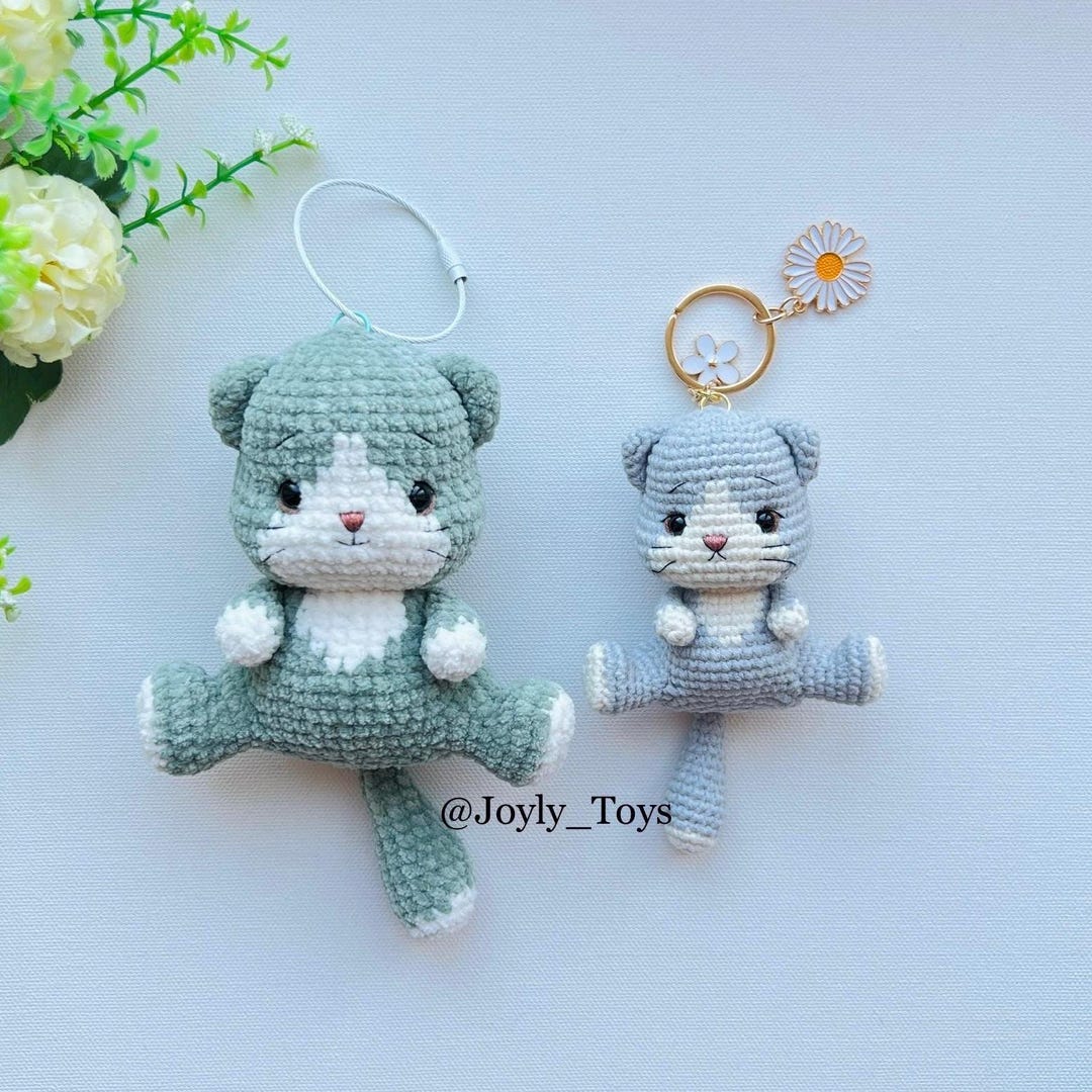 Tuxedo Cat Crochet Patterns, Crochet Cat Patterns, Cat Keychain Crochet ...