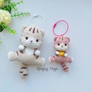 Tabby Cat Crochet Pattern – Cat Keychain Amigurumi PDF, Instant Download