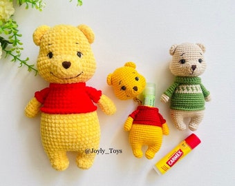 Bear Lip Balm holder Crochet Patterns, Crochet Bear Patterns, Pooh Bear Inhaler Case Crochet PDF file