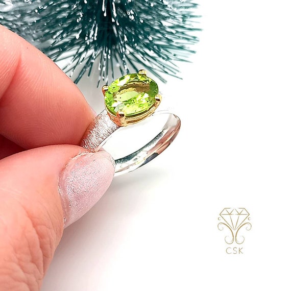 Bague péridot bague pierre précieuse verte bague or bague