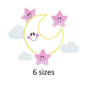 Moon and stars for babies embroidery designs baby embroidery design machine embroidery pattern file instant download cute baby applique