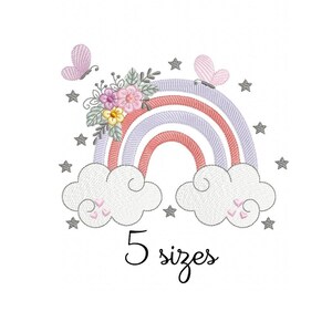 Rainbow Cute Embroidery Design - Baby Machine Embroidery File - PES JEF ...