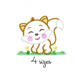 Fox Applique embroidery designs, animals embroidery design machine, baby embroidery pattern file instant download, newborn embroidery