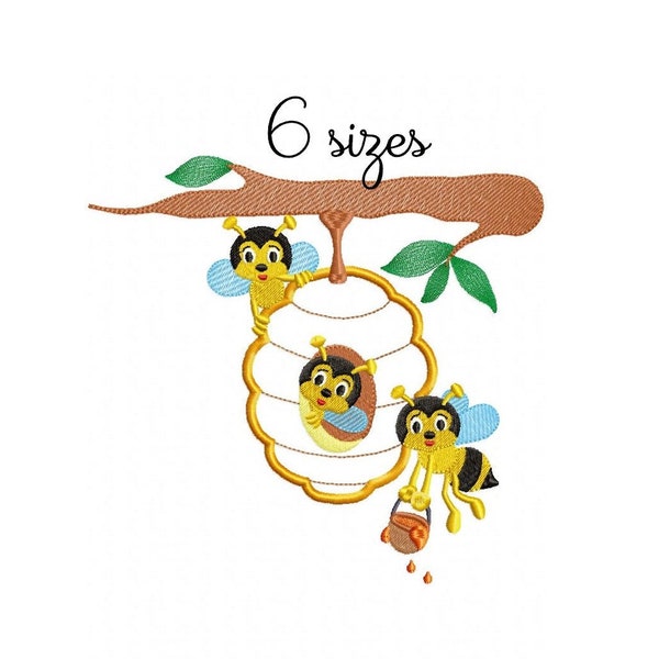 Cute Bee embroidery design, Animals embroidery design machine, baby embroidery pattern, file instant download, newborn embroidery design