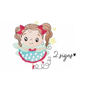 Cute girl embroidery design fairy embroidery design machine girly embroidery pattern file instant download cute girl design girly embroidery