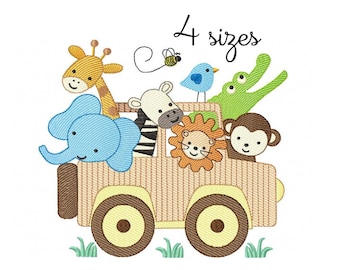 Safari embroidery design, Animals embroidery design machine, Baby embroidery pattern, file instant download, newborn embroidery design